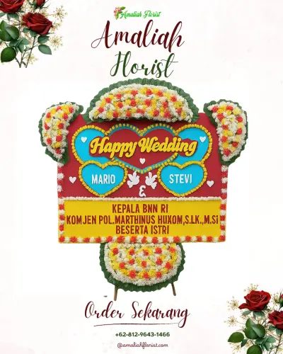 Karangan Papan Bunga Pernikahan di Petiga